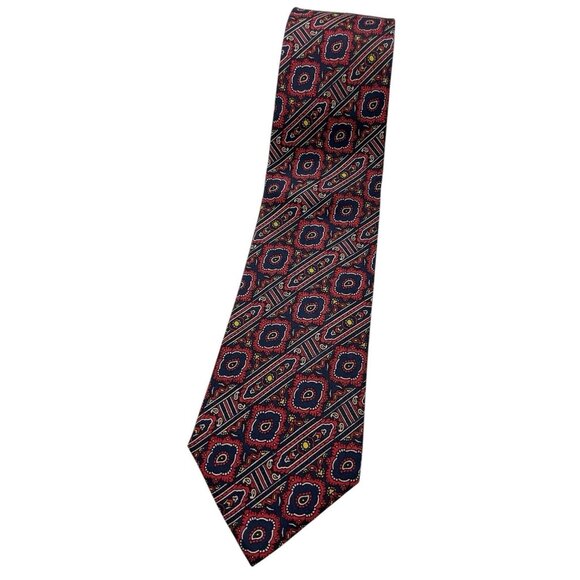 Turnbull & Asser Other - TURNBULL & ASSER Men's Silk Necktie LUXURY Navy Red Geometric Paisley W:3.7" EUC